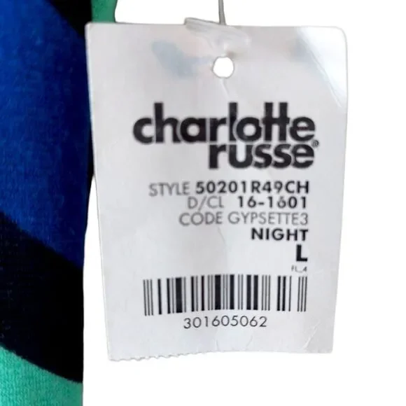 NWT Charlotte Russe Colorful Chevron Peplum Blouse Top L - Maroon Blue Tan Black - Picture 3 of 8